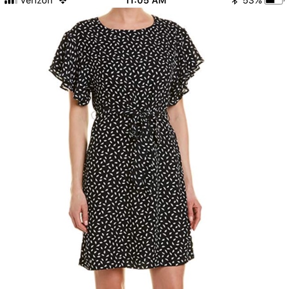 ABS Allen Schwartz Dresses & Skirts - NAVY WHITE LEAF PETAL tie waist dress NWT